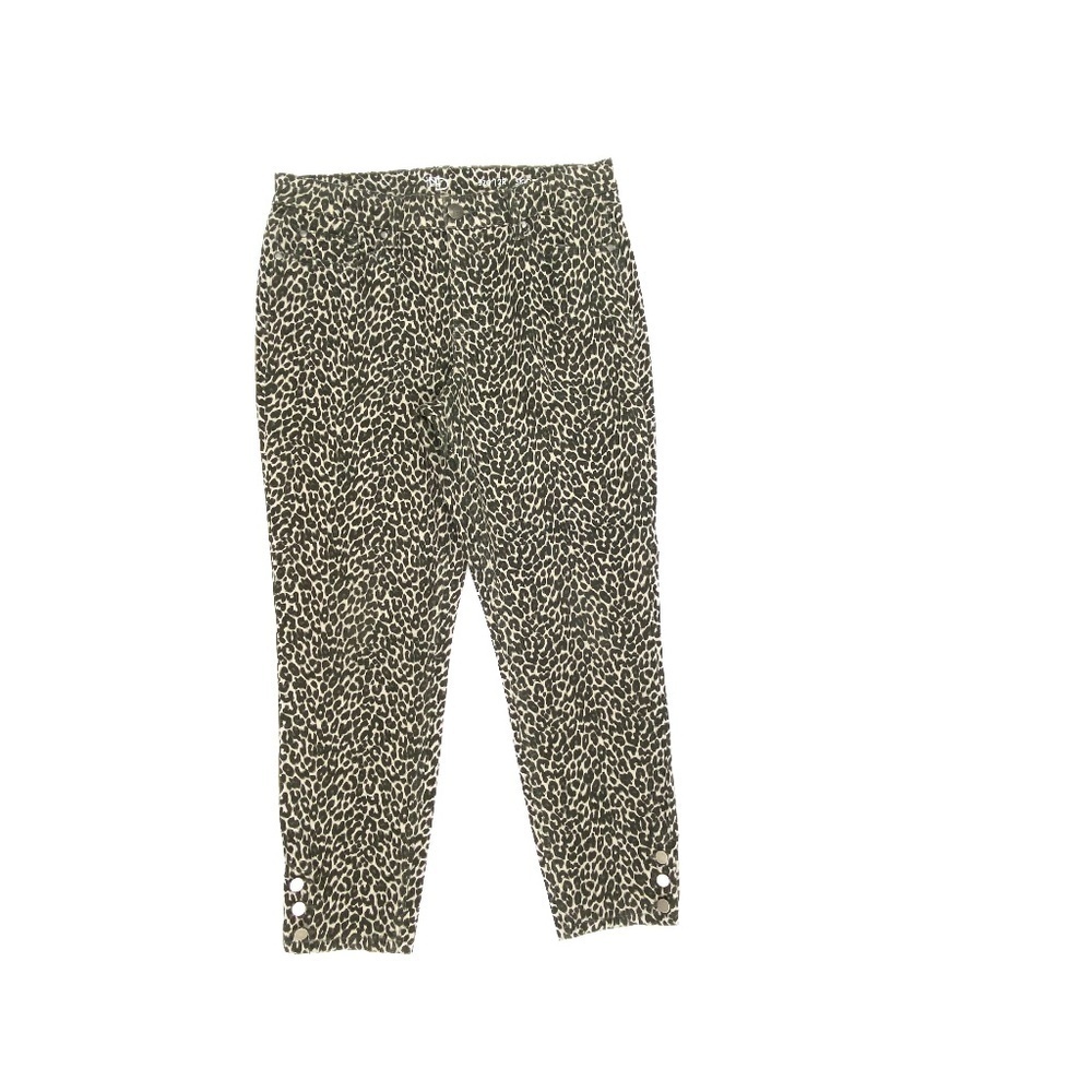 nd New Directions Skinny Ankle Buttons Women's size 12 Leopard Print Denim jeans